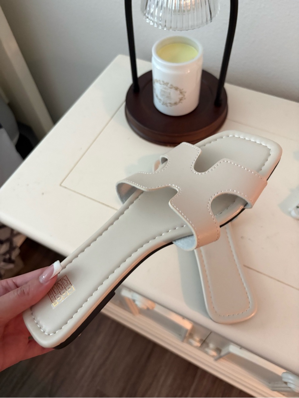 SHEIN White Open-Toe Slide Sandals